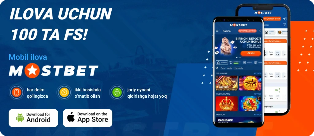 Mostbet APK yuklab olish 2026 - Android va iOS uchun mobil ilova interfeysi